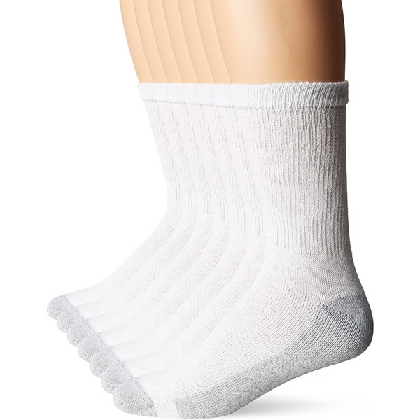 Hanes Men's White Cushion Crew Socks 6-Pack