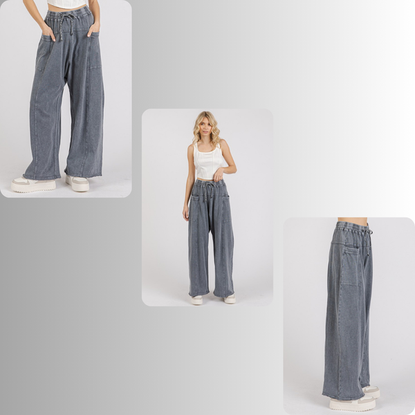 Effortless Style: Mittoshop Mineral Wash Barrel Leg Baggy Pants