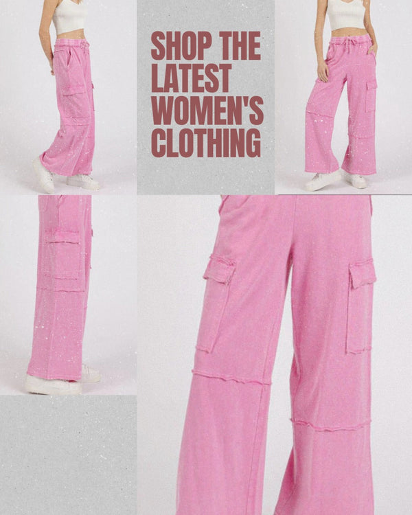 Utility Meets Comfort: Styling Mittoshop Mineral Wash Cargo Wide Leg Pants