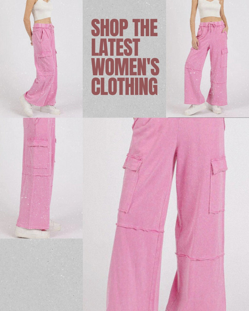Utility Meets Comfort: Styling Mittoshop Mineral Wash Cargo Wide Leg Pants