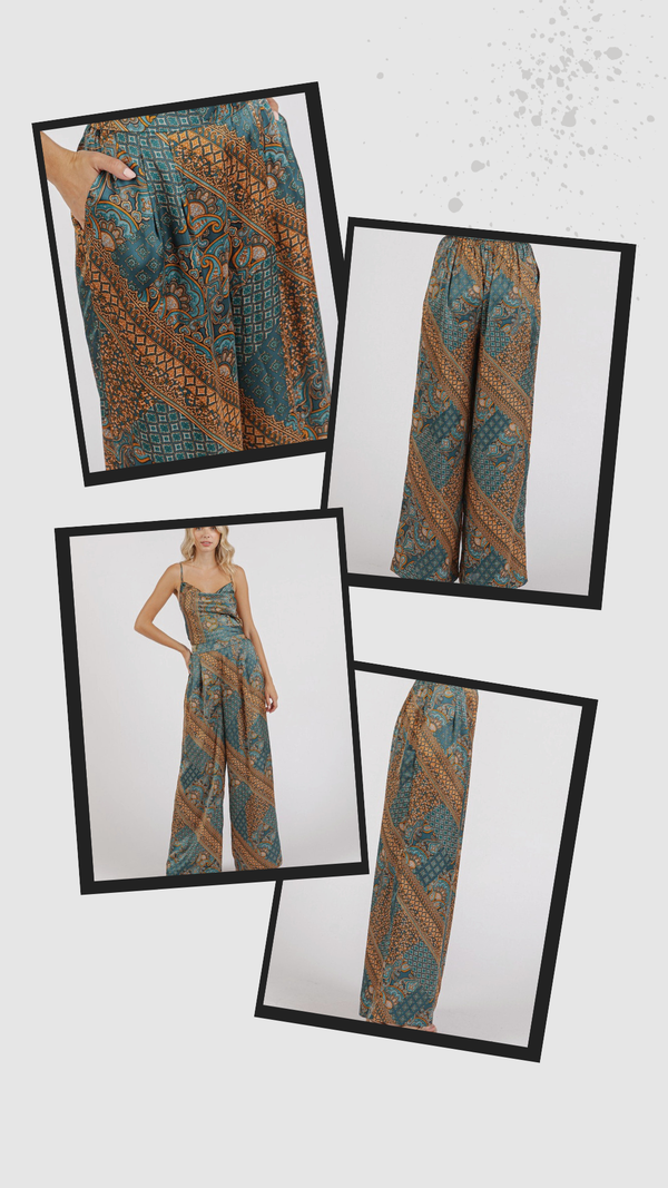Boho Luxe: Why We’re Obsessed with Mittoshop’s Paisley Satin Wide Leg Pants