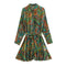 Ethnic Long Sleeve Mini Printed Single Breasted Dress