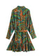 Ethnic Long Sleeve Mini Printed Single Breasted Dress