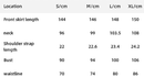 size chart for slim fit maxi dress