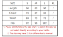 size chart for sequin dress