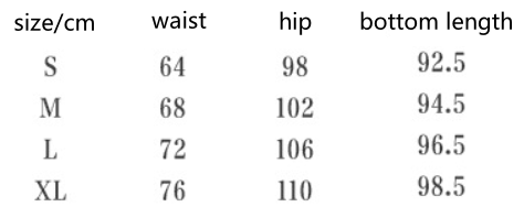 size chart for cropped pants