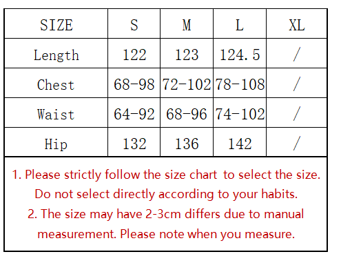 size chart for cami maxi dress