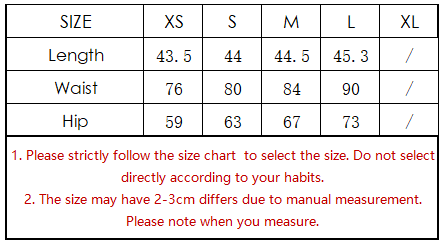 size chart for blue denim shorts