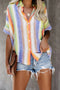 Striped Short Sleeve Button Top