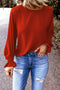 Solid Color Long Sleeved Round Neck Pullover Top