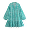 V neck Loose Casual A-Line Printed Mini Dress
