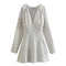 Fitted Waist Collar Striped Mini Dress