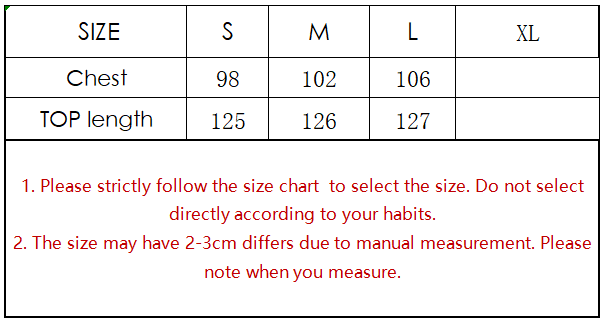 size chart for shirt dress