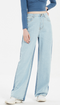Irregular Asymmetric Color Matching High Waist Straight Washed Denims