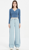 Irregular Asymmetric Color Matching High Waist Straight Washed Denims