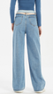 Irregular Asymmetric Color Matching High Waist Straight Washed Denims