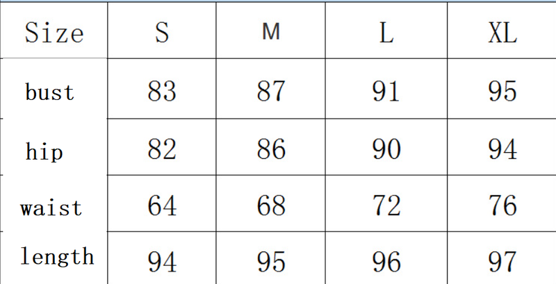 size chart for beach dress