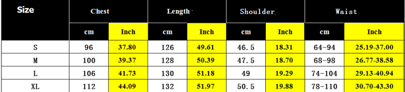 size chart for casual v neck dress