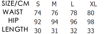 size chart for printed denim shorts
