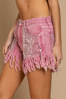 burr denim shorts