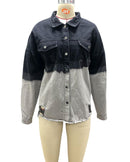 Gradient Loose Hole Jacket Denim