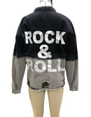 Gradient Loose Hole Jacket Denim