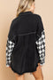 Chessboard Grid Stitched Baggy Casual Jacket