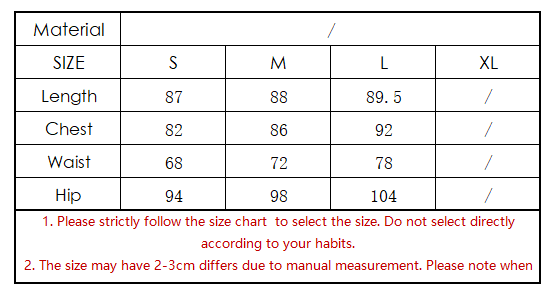 size chart for maxi dress