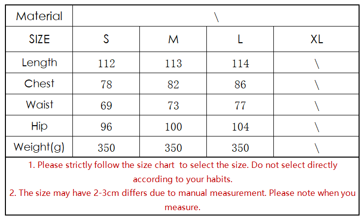 size chart for chiffon dress
