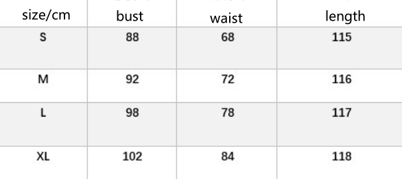 size chart for digital print floral dress