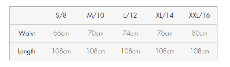 size chart for casual trousers