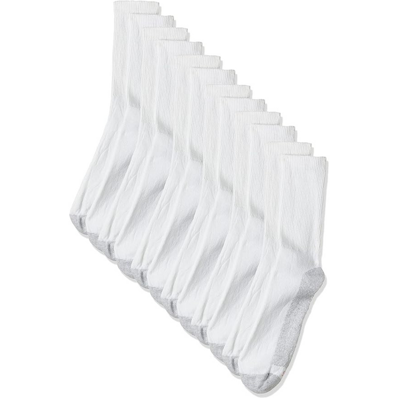 Hanes Men's White Cushion Crew Socks 6-Pack