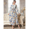 V-neck Long Sleeve Floral Print Maxi Dress