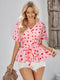 Casual V Neck Single Breasted Short Sleeved Dress Top