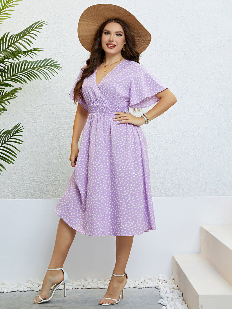 floral print midi plus size dress