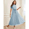Round Neck Short Sleeve High Waist Maxi Dress