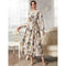 V-neck Long Sleeve Floral Print Maxi Dress