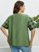 green round neck loose top