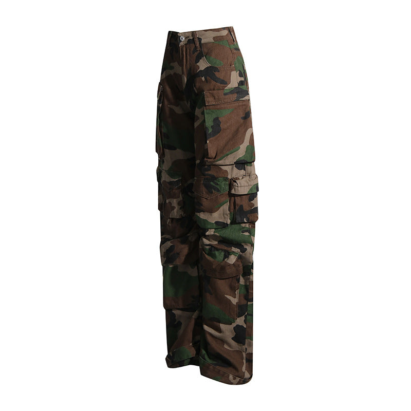 Side Pocket Camouflage Cool Handsome Loose Street Jeans