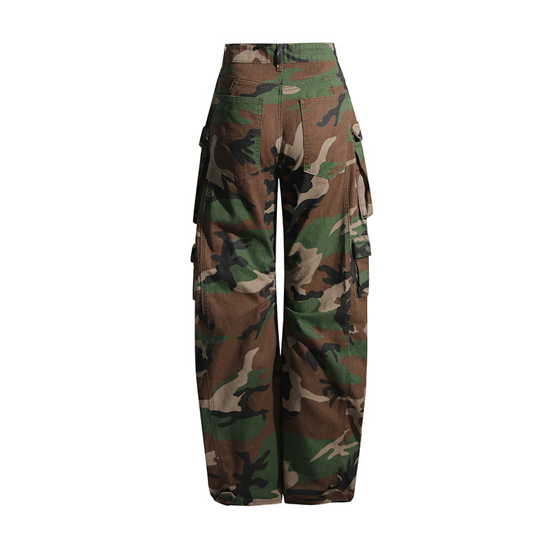 Side Pocket Camouflage Cool Handsome Loose Street Jeans