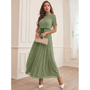 Round Neck Short Sleeve High Waist Maxi Dress