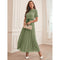 Round Neck Short Sleeve High Waist Maxi Dress