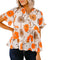 Plant Floral Printed Short Sleeved Chiffon Shirt