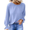 Solid Color Long Sleeved Round Neck Pullover Top