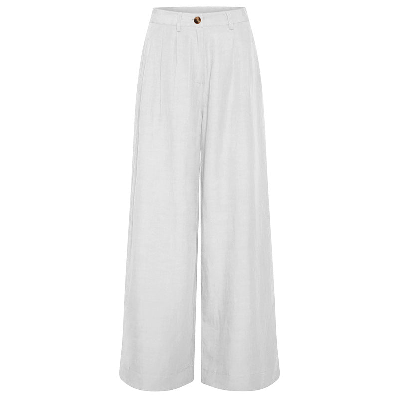 wide leg trousers white color