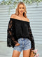 Off Shoulder Long Sleeve Chiffon Blouses for Women