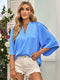 Casual Solid Color Loose V Neck Half Sleeve Shirt