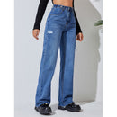 Street Ripped Straight Leg Loose Jeans