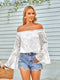 Off Shoulder Long Sleeve Chiffon Blouses for Women