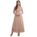 Mesh Hollow Out Cutout V Neck Maxi Dress